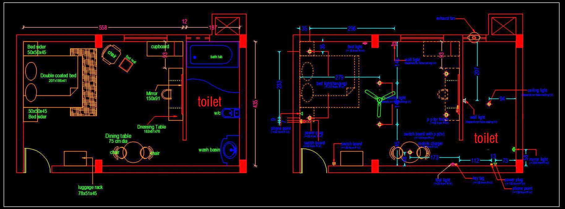 Hotel Guest Room Plan in Autocad DWG - Free Download